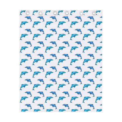 Watercolor Dolphin Pattern Print Curtain