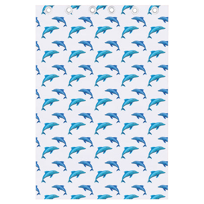 Watercolor Dolphin Pattern Print Curtain