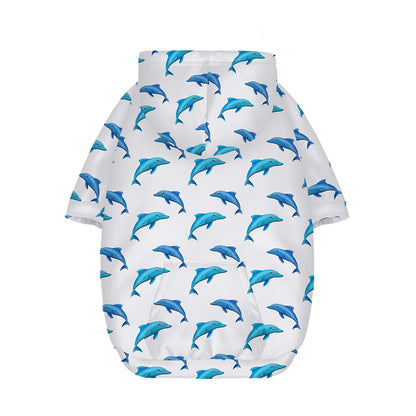 Watercolor Dolphin Pattern Print Dog Zip Up Hoodie