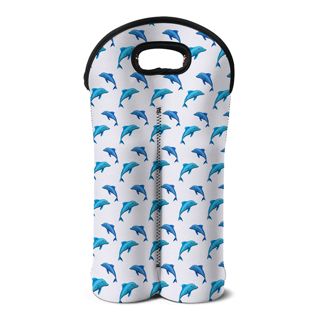 Watercolor Dolphin Pattern Print Double Neoprene Wine Tote