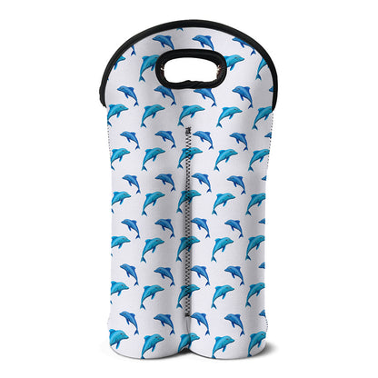 Watercolor Dolphin Pattern Print Double Neoprene Wine Tote