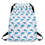 Watercolor Dolphin Pattern Print Drawstring Backpack