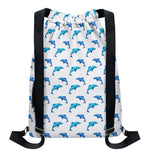 Watercolor Dolphin Pattern Print Drawstring Backpack