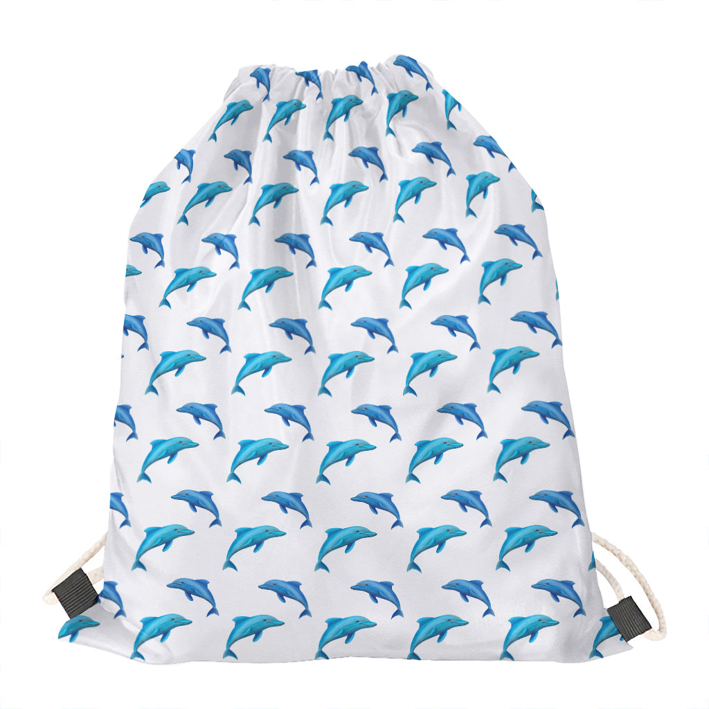 Watercolor Dolphin Pattern Print Drawstring Bag
