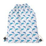 Watercolor Dolphin Pattern Print Drawstring Bag