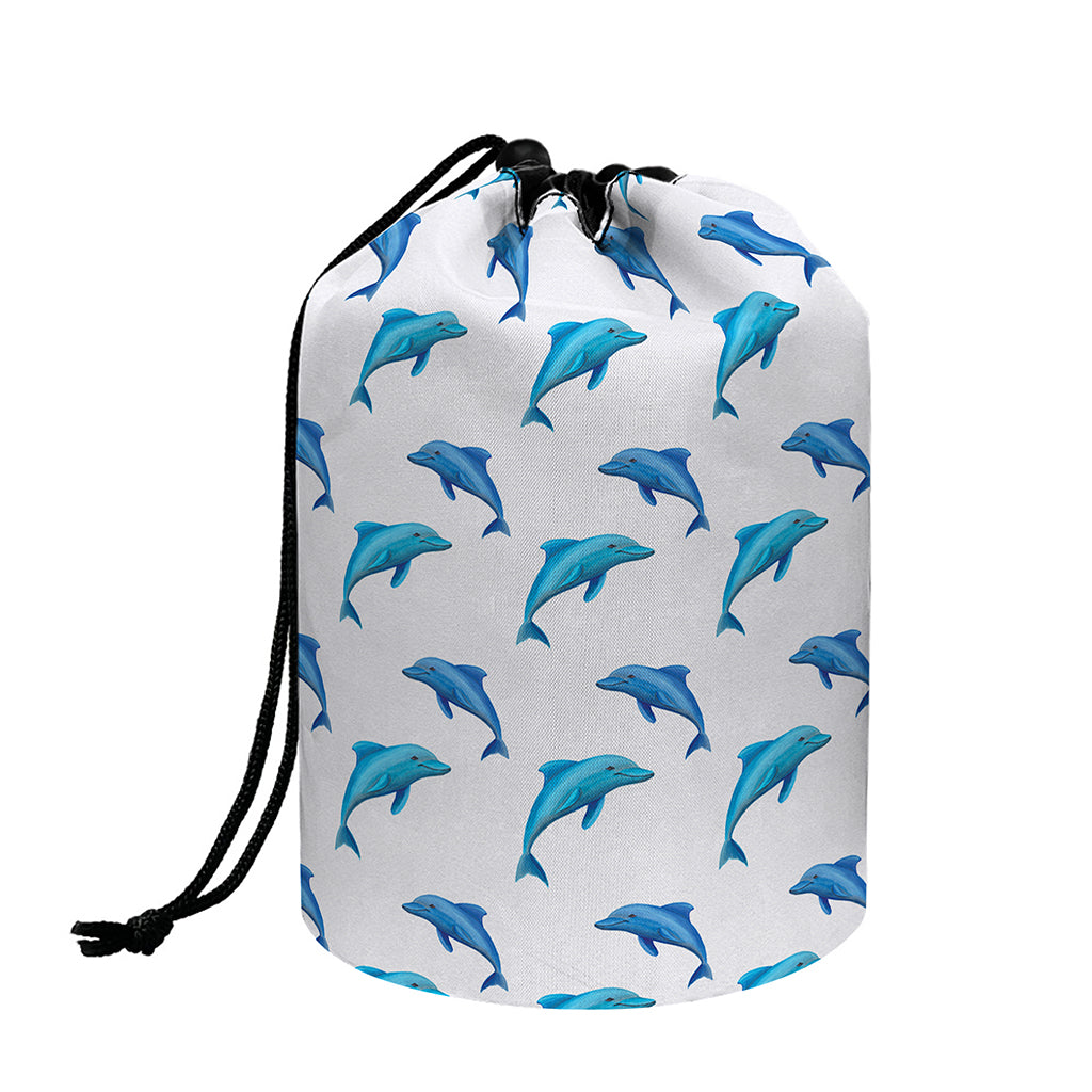 Watercolor Dolphin Pattern Print Drawstring Makeup Bag