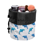 Watercolor Dolphin Pattern Print Drawstring Makeup Bag