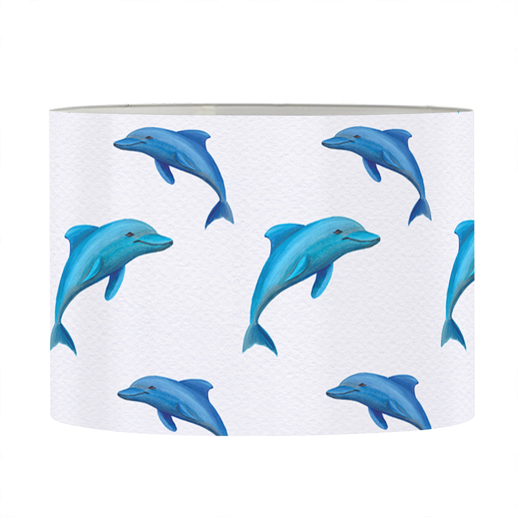 Watercolor Dolphin Pattern Print Drum Lamp Shade