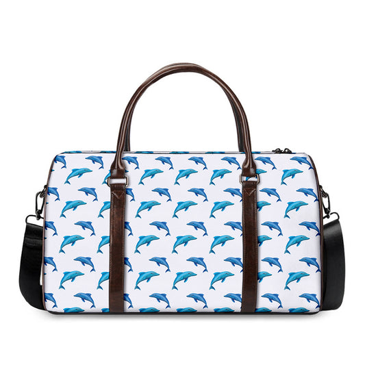 Watercolor Dolphin Pattern Print Duffle Bag