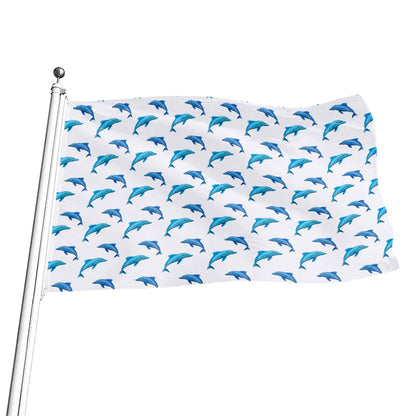 Watercolor Dolphin Pattern Print Flag