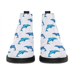 Watercolor Dolphin Pattern Print Flat Ankle Boots