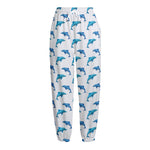 Watercolor Dolphin Pattern Print Fleece Lined Knit Pants