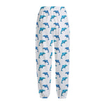 Watercolor Dolphin Pattern Print Fleece Lined Knit Pants