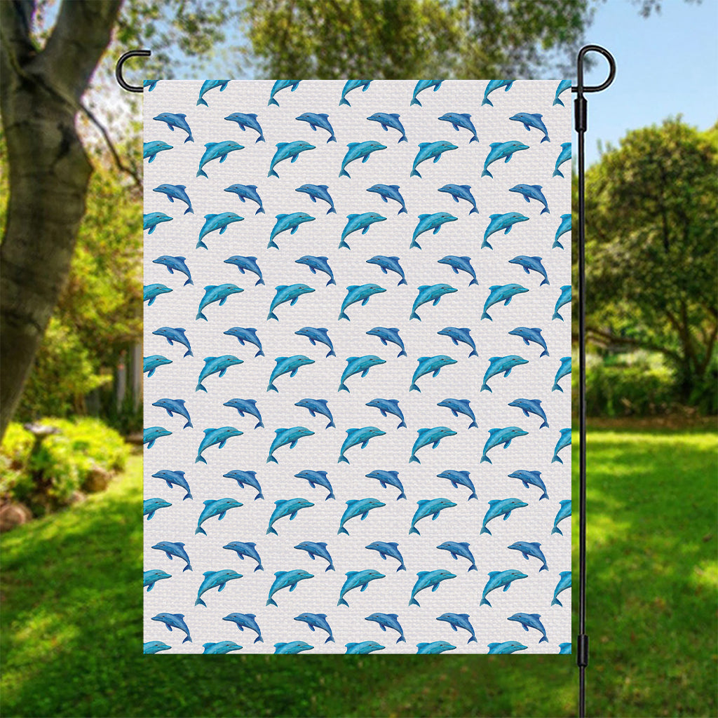 Watercolor Dolphin Pattern Print Garden Flag