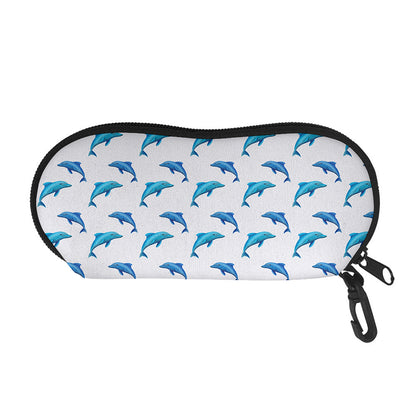 Watercolor Dolphin Pattern Print Glasses Case