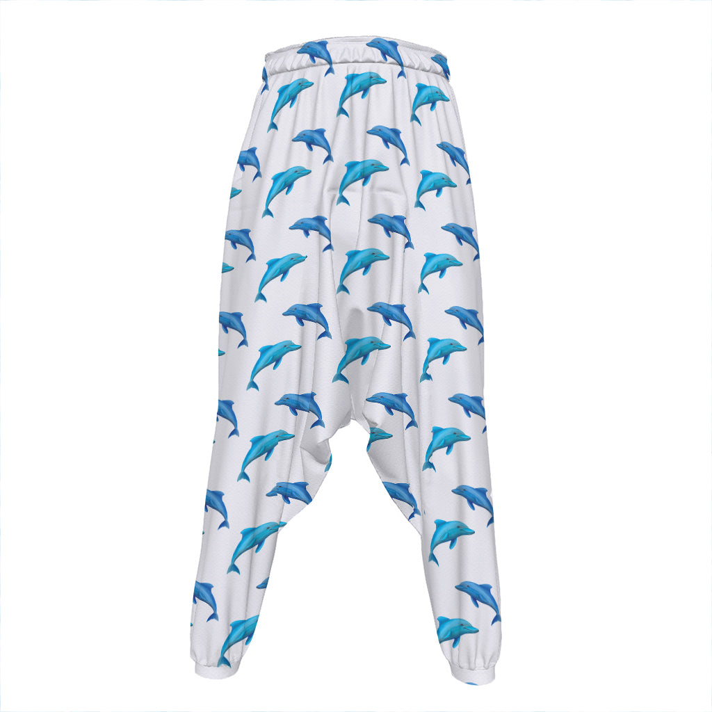 Watercolor Dolphin Pattern Print Hammer Pants