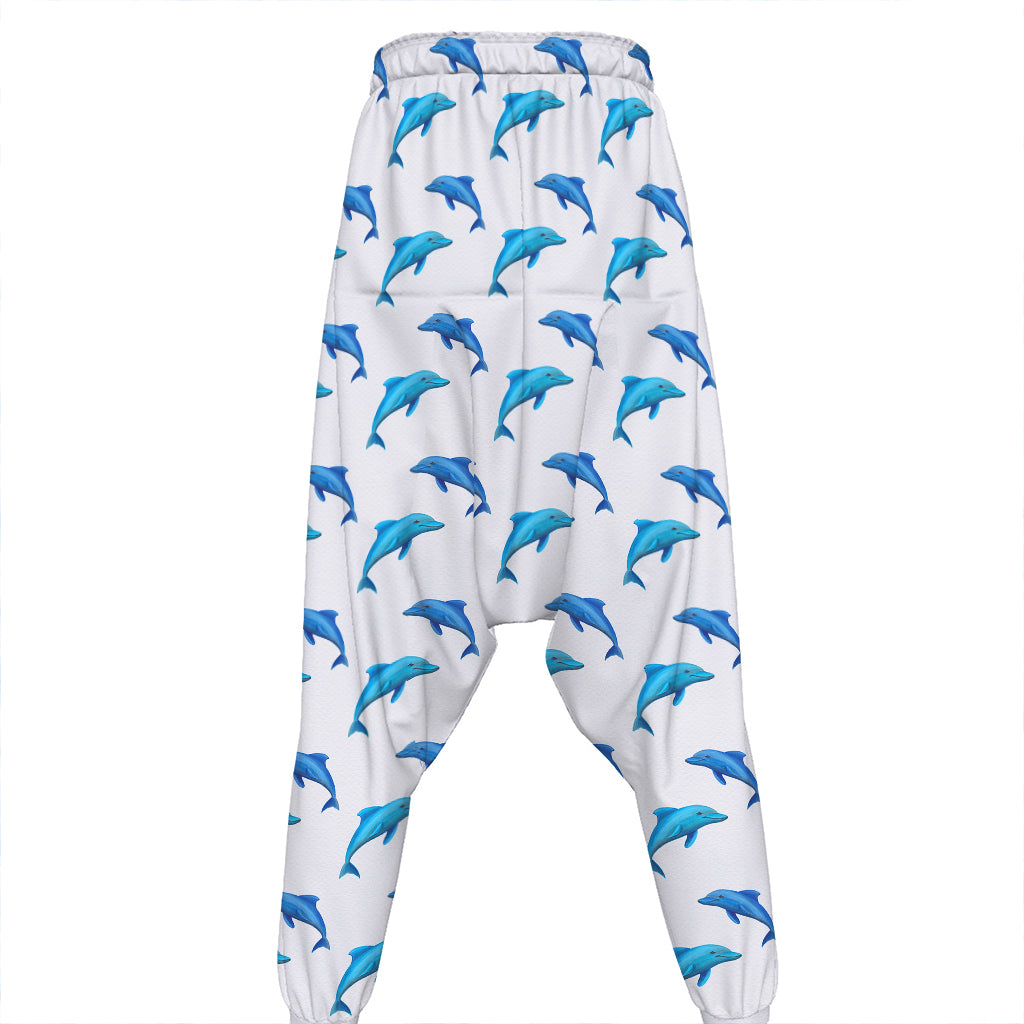 Watercolor Dolphin Pattern Print Hammer Pants