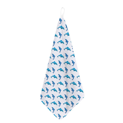Watercolor Dolphin Pattern Print Hand Towel