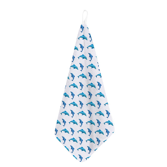 Watercolor Dolphin Pattern Print Hand Towel