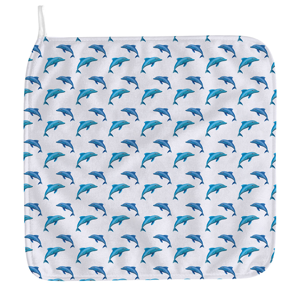 Watercolor Dolphin Pattern Print Hand Towel