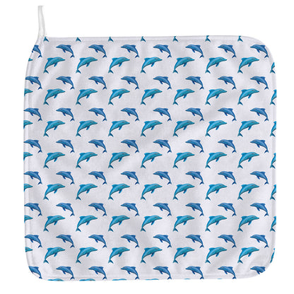 Watercolor Dolphin Pattern Print Hand Towel