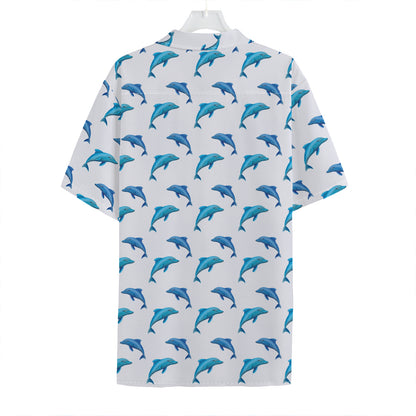 Watercolor Dolphin Pattern Print Hawaiian Shirt