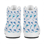 Watercolor Dolphin Pattern Print High Top Leather Sneakers