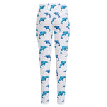 Watercolor Dolphin Pattern Print High-Waisted Pocket Leggings