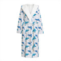 Watercolor Dolphin Pattern Print Hooded Bathrobe