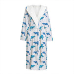 Watercolor Dolphin Pattern Print Hooded Bathrobe