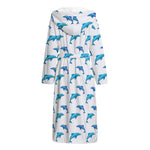 Watercolor Dolphin Pattern Print Hooded Bathrobe
