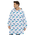 Watercolor Dolphin Pattern Print Hoodie Blanket