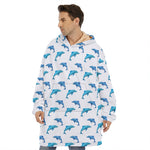 Watercolor Dolphin Pattern Print Hoodie Blanket