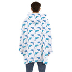 Watercolor Dolphin Pattern Print Hoodie Blanket