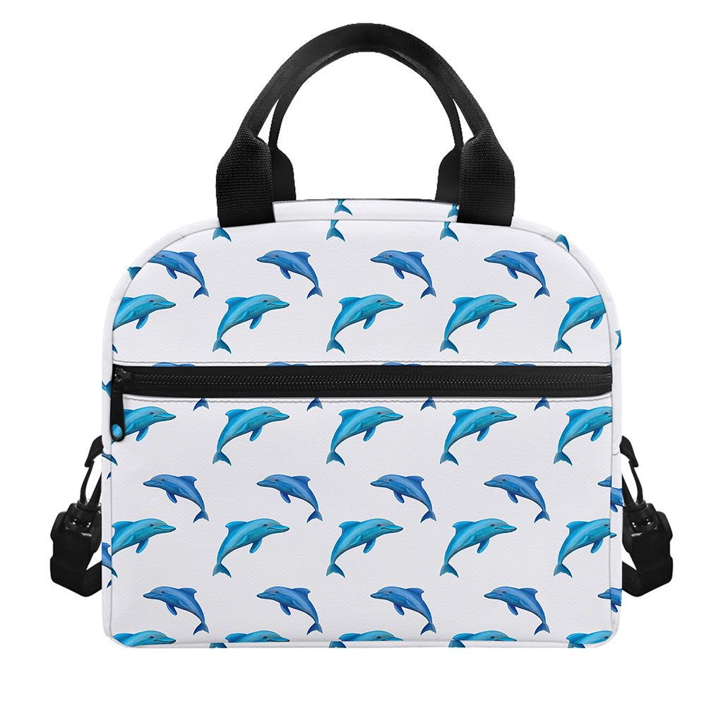 Watercolor Dolphin Pattern Print Insulated Lunch Bag