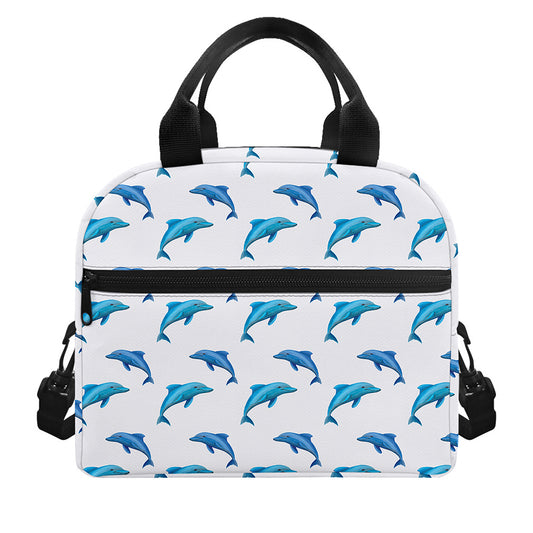 Watercolor Dolphin Pattern Print Insulated Lunch Bag