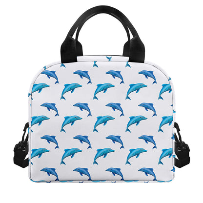 Watercolor Dolphin Pattern Print Insulated Lunch Bag