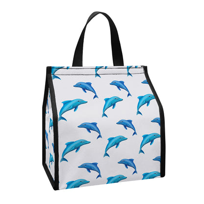 Watercolor Dolphin Pattern Print Insulated Lunch Tote