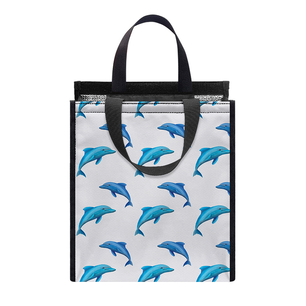 Watercolor Dolphin Pattern Print Insulated Lunch Tote