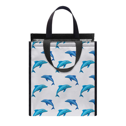 Watercolor Dolphin Pattern Print Insulated Lunch Tote
