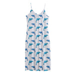 Watercolor Dolphin Pattern Print Jersey Midi Cami Dress
