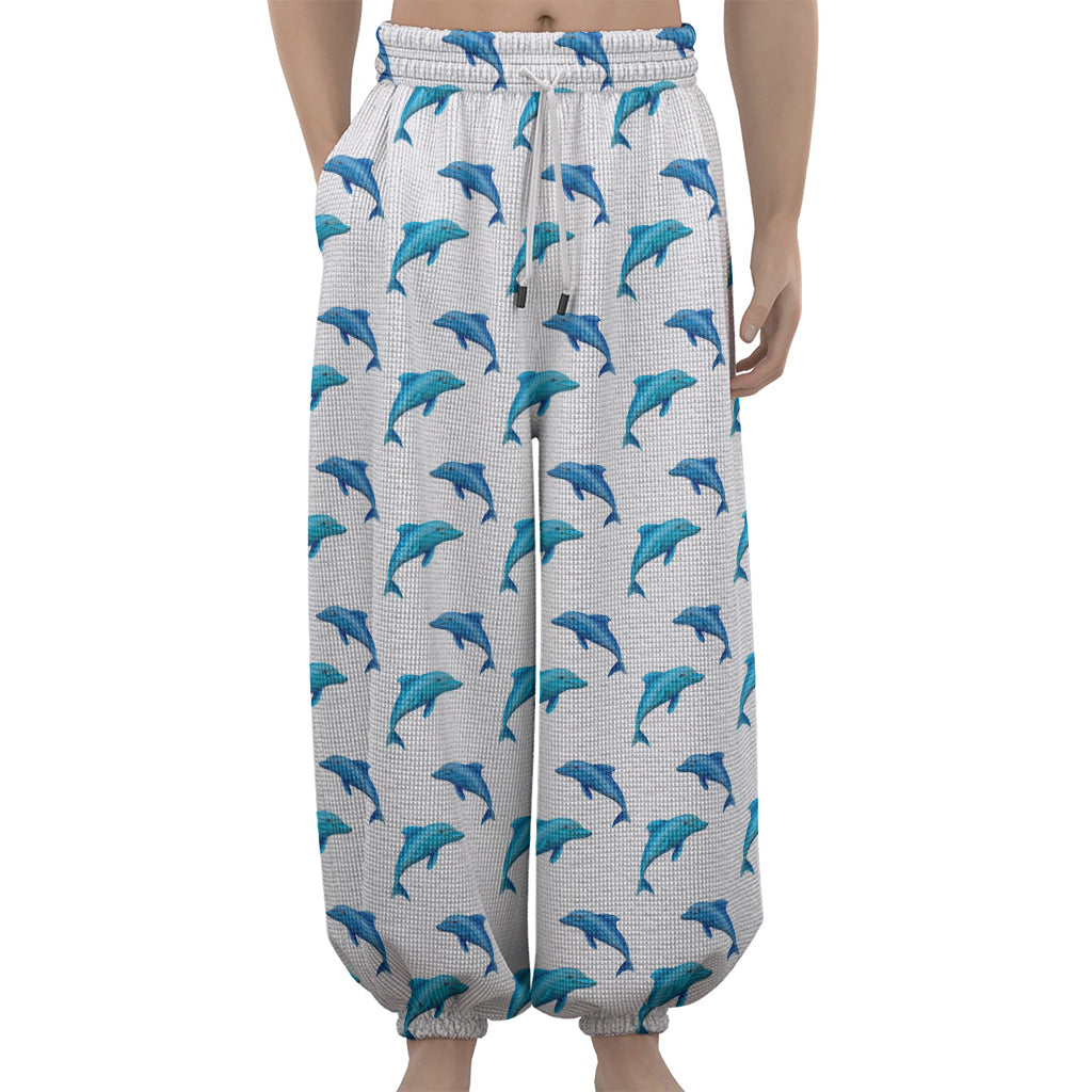 Watercolor Dolphin Pattern Print Lantern Pants