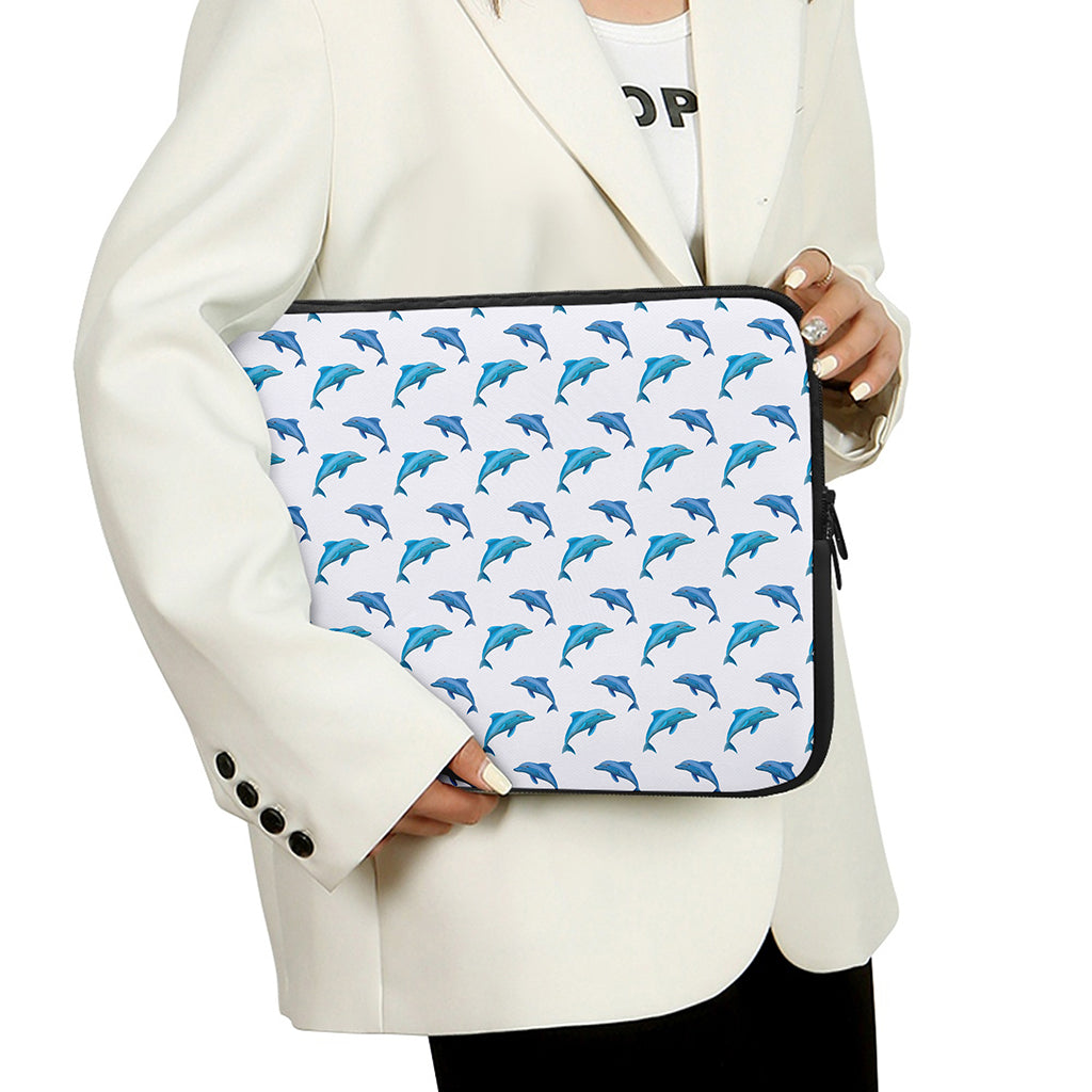 Watercolor Dolphin Pattern Print Laptop Sleeve