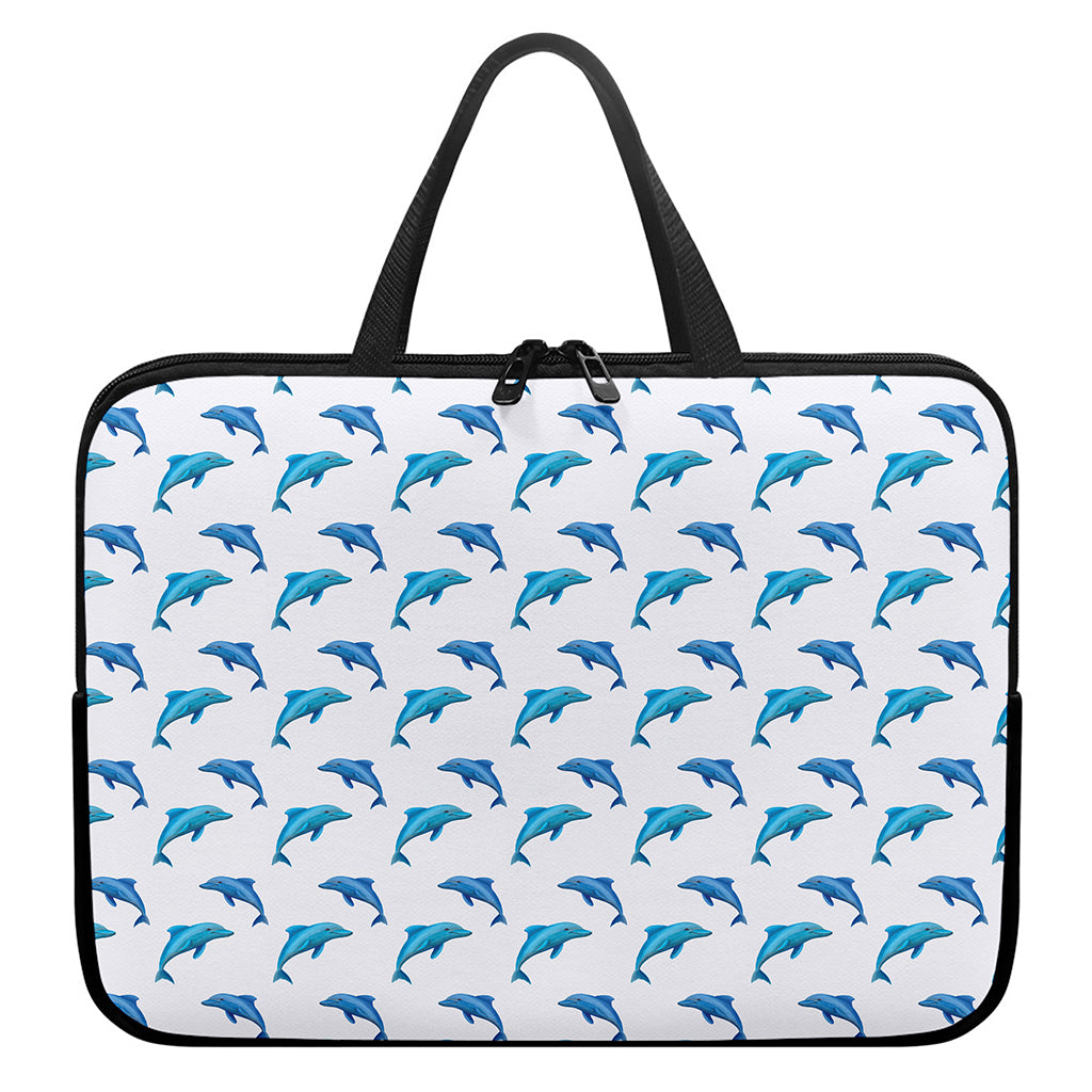 Watercolor Dolphin Pattern Print Laptop Sleeve With Handle