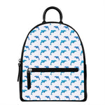 Watercolor Dolphin Pattern Print Leather Backpack