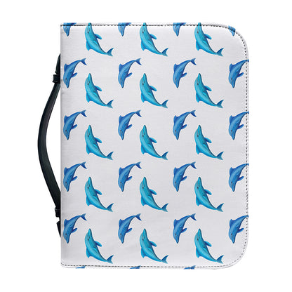 Watercolor Dolphin Pattern Print Leather Bible Cover