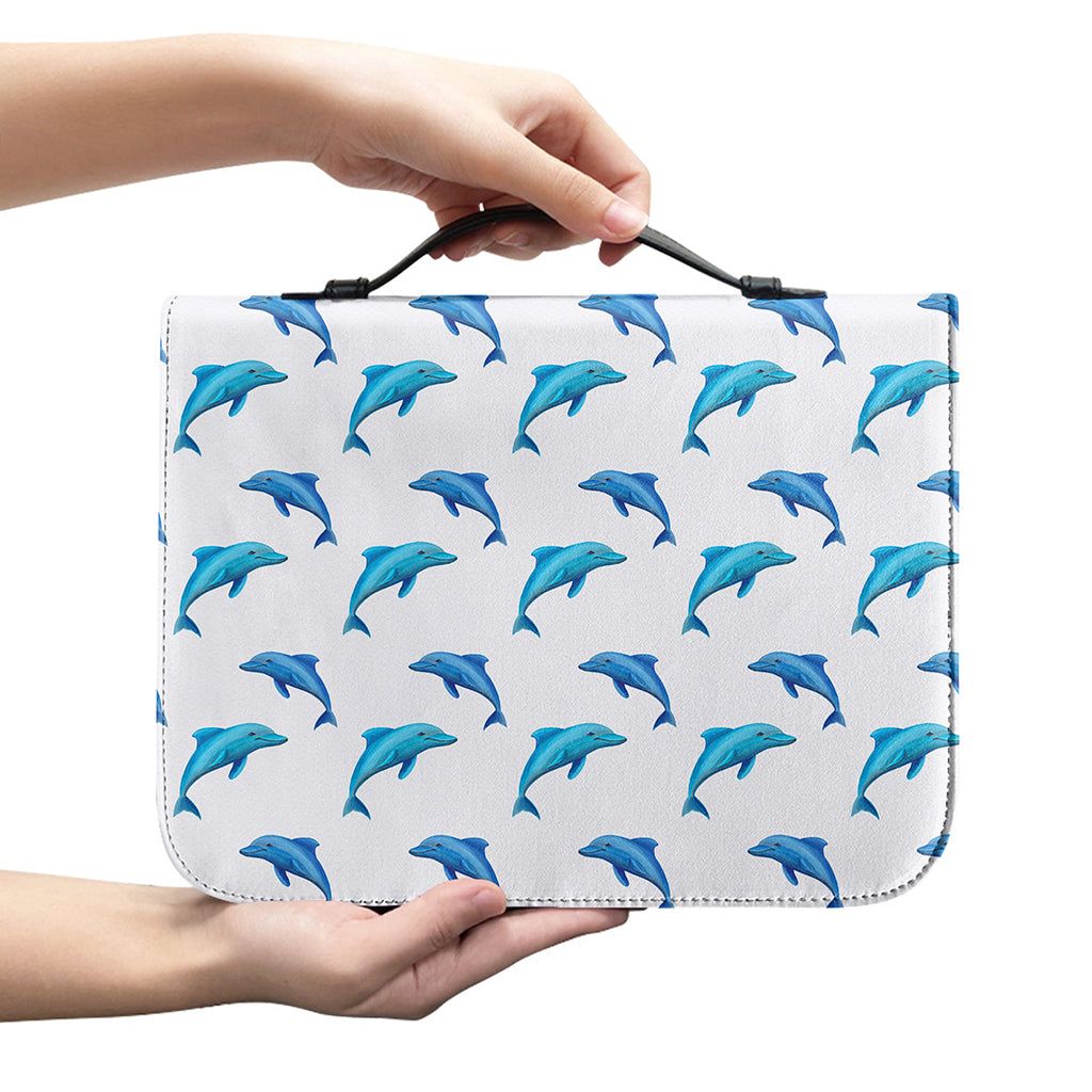 Watercolor Dolphin Pattern Print Leather Bible Cover
