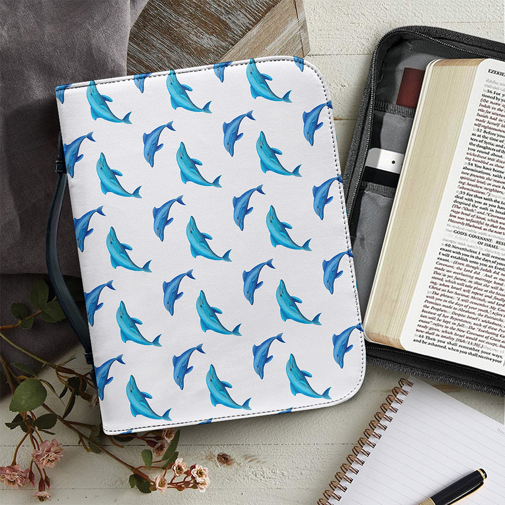 Watercolor Dolphin Pattern Print Leather Bible Cover