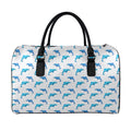 Watercolor Dolphin Pattern Print Leather Duffel Bag