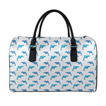 Watercolor Dolphin Pattern Print Leather Duffle Bag